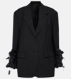 Prada Blazer Aus Wolle Mit Federn In Black
