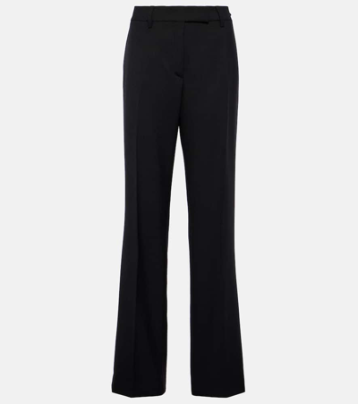 Prada Gerade High-rise-hose Aus Wolle In Black