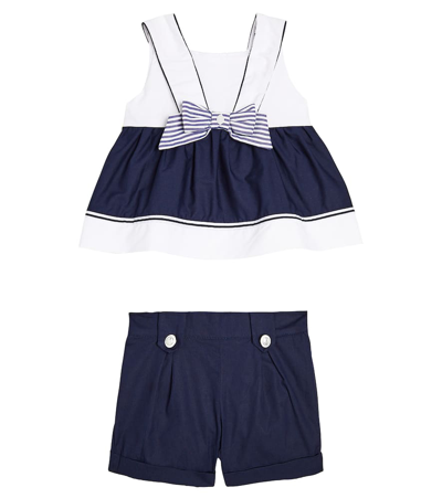 Patachou Kids' Baby Cotton Top And Shorts Set In Blue