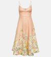 Zimmermann Matchmaker Floral Linen Midi Dress In Pink