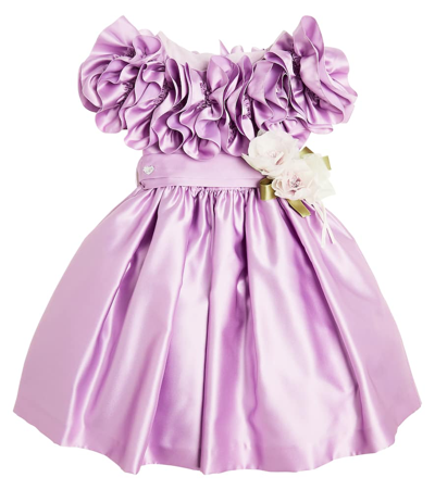 Monnalisa Kids' Venice Satin Dress In Purple