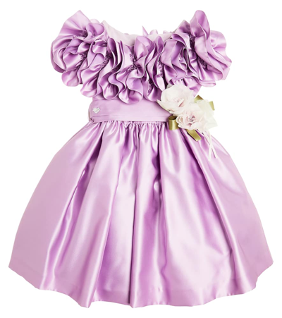 Monnalisa Kids' Venice Satin Dress In Wisteria