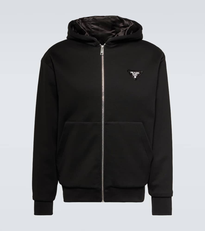 Prada Cotton-blend Fleece Jacket In Black