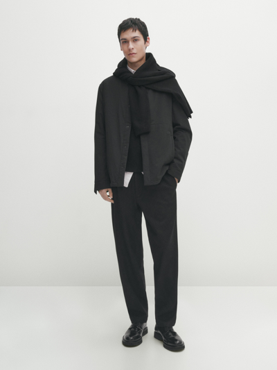 Massimo Dutti Leightweight-hemdjacke Aus Funktionsstoff In Schwarz
