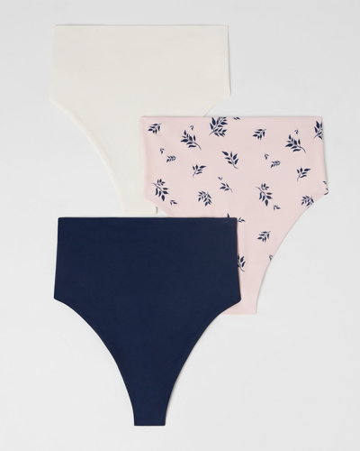 Soma 3-pack Women's Vanishing Tummy Retro Thong Underwear In Navy Blue Size 2xl |  In Navy & Light Pink