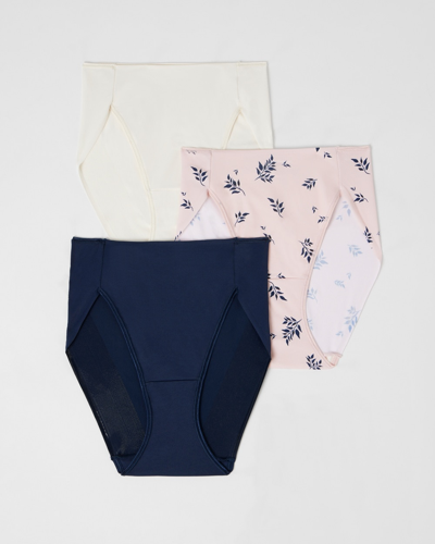 Soma 3-pack Women's Vanishing Tummy High-leg Brief Underwear In Navy Blue Size Small |  In Navy & Light Pink