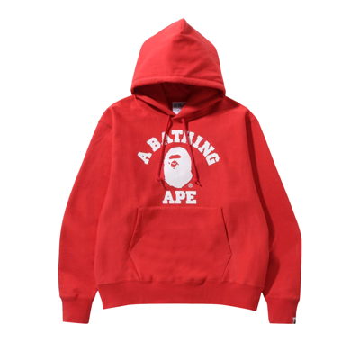 Pre-owned Bape Classic College Relaxed Fit Pullover Hoodie 'red'