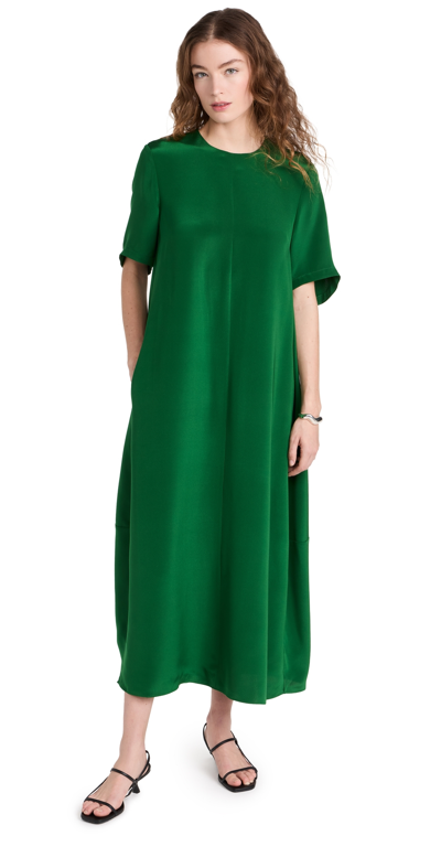 Tibi Silk Midi Dress In Grass