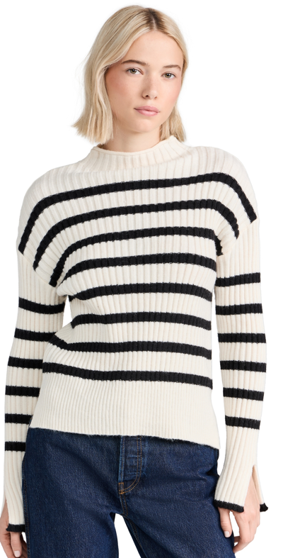 Line & Dot Sunday Stripe Sweater Ivory And Black Xs