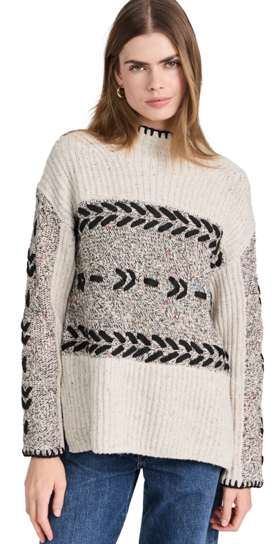 Rails Women's Raini Ribbed Intarsia Sweater In Heather Cables