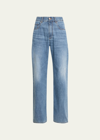 Brunello Cucinelli Wide-leg Blue Jeans With Whiskering Effect And Classic Five-pocket Design In C8982 Med Wash De