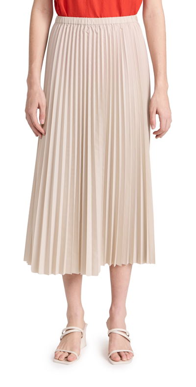 Tibi Italian Sporty Nylon Sunray Pleated Pullon Skirt Ash M