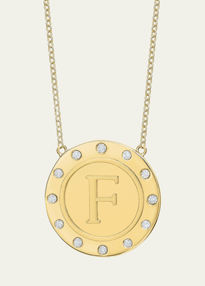 Tracee Nichols 14k Gold Initial Token Necklace With Diamonds In F