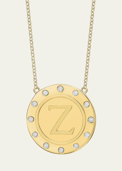 Tracee Nichols 14k Gold Initial Token Necklace With Diamonds In Z