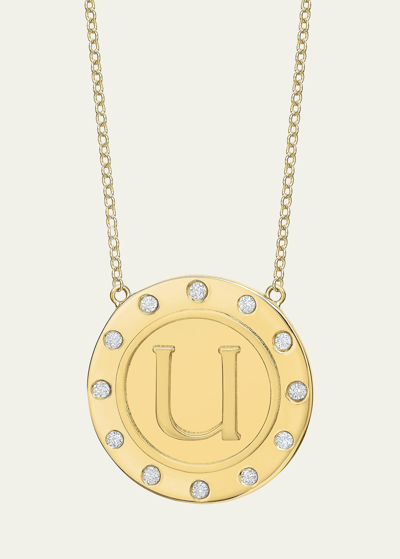 Tracee Nichols 14k Gold Initial Token Necklace With Diamonds In U