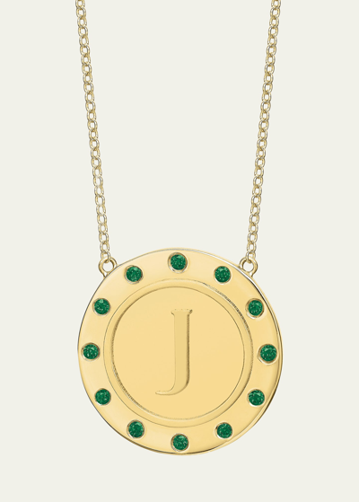 Tracee Nichols 14k Gold Initial Token Necklace With Emeralds In J