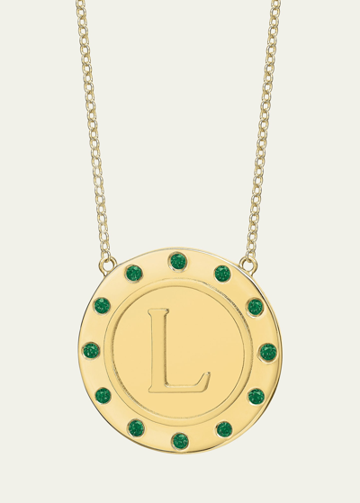 Tracee Nichols 14k Gold Initial Token Necklace With Emeralds In L