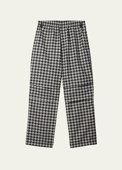 Burberry Houndstooth-pattern Elasticated-waist Trousers In Black