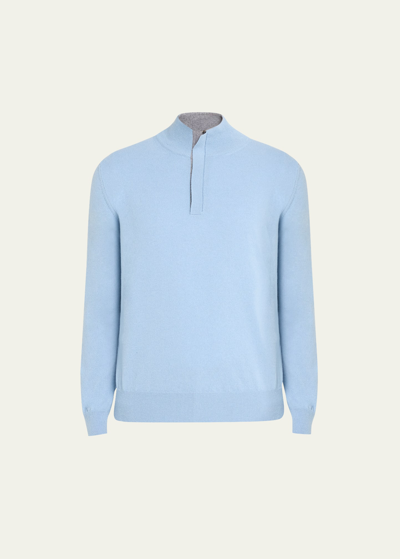Bergdorf Goodman Men's 12-gauge Cashmere Sweater In Bluegrey