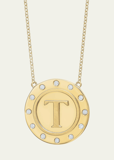 Tracee Nichols 14k Gold Initial Token Necklace With Diamonds