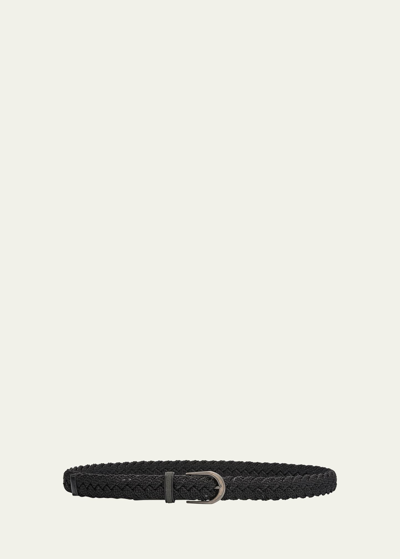 Brunello Cucinelli Braided Raffia Belt In Cnero Black