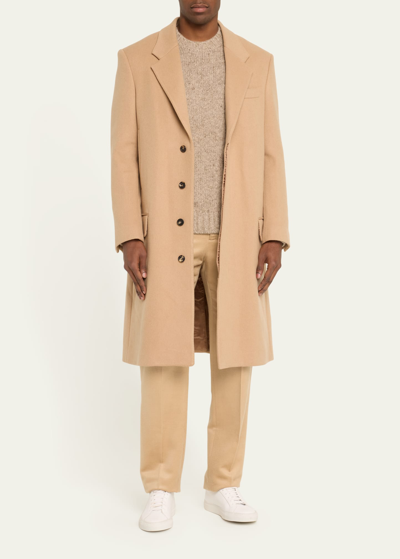 Gabriela Hearst Men's Slade Double-face Recycled Cashmere Overcoat In Camel