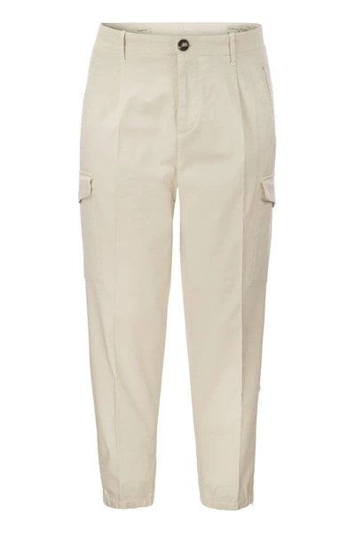 Brunello Cucinelli Garment-dyed Cotton Cargo Pants In Cream