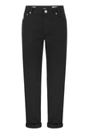 Brunello Cucinelli Men's Garment Dyed Slubbed Denim Leisure Fit Five Pocket Trousers With Rips In Black