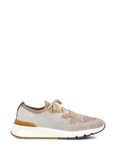 Brunello Cucinelli Sneakers In Suede+milk+noisette