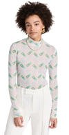 CASABLANCA PRINTED MESH TOP PASTEL PING PONG MONOGRAM