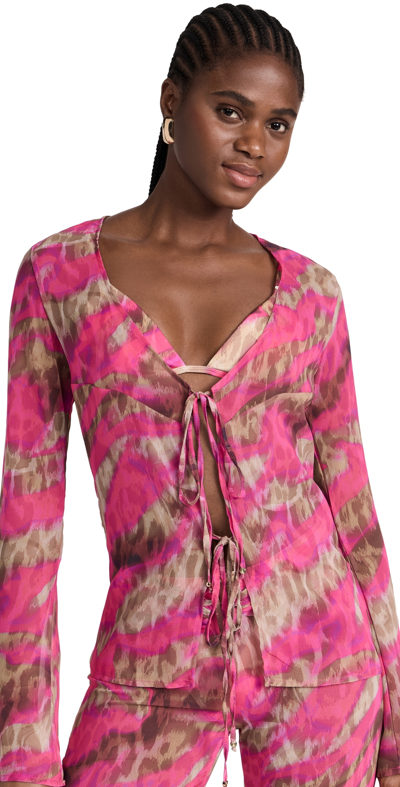 Bananhot Vanessa Tie-front Beach Cover-up In Multicoloured