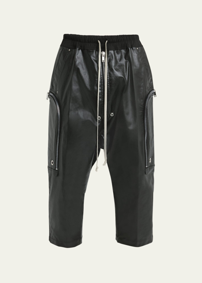 Rick Owens Men's Coated Denim Bauhaus Bela Cropped Pants In Black