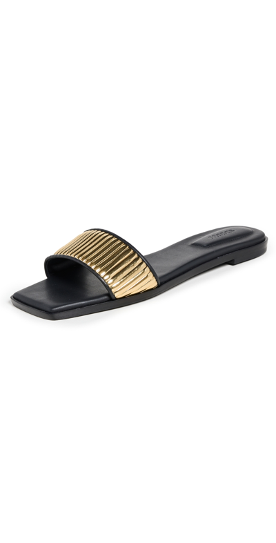Simkhai Carter Flat Sandals Black Gold 41