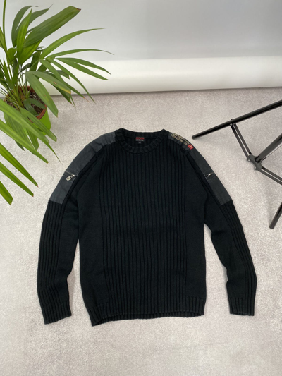 Pre-owned Diesel Vintage  Style Y2k Distressed Striped Sweater In Black