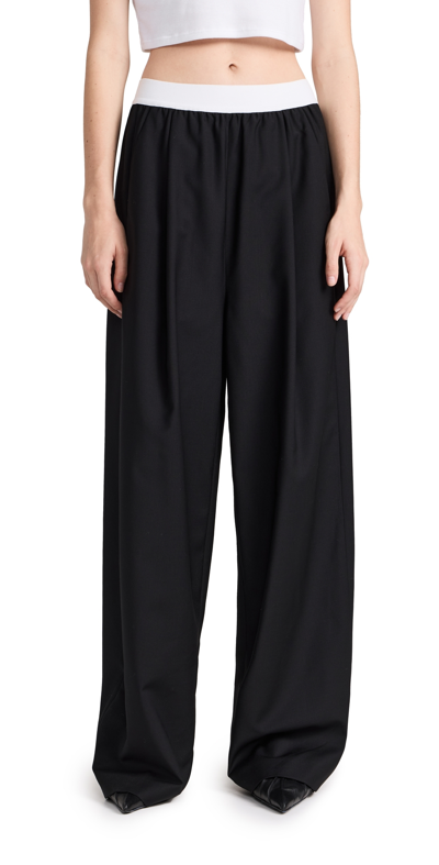 Tibi Recycled Tropical Wool Marit Pull On Trousers Black M