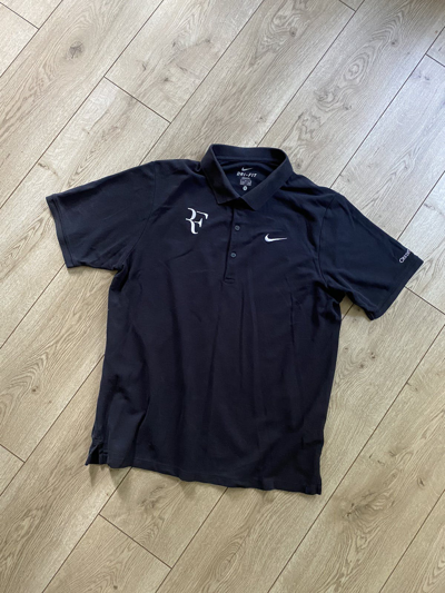 Pre-owned Nike Roger Federer Tennis Polo T Shirt In Black