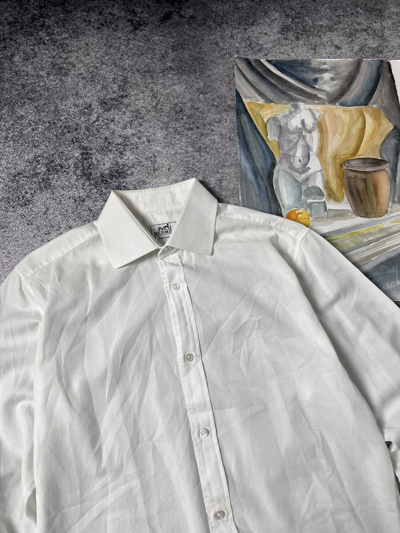 Pre-owned Hermes Oxford Vintage 90's Shirt Button Up Long Sleeve Tee In White