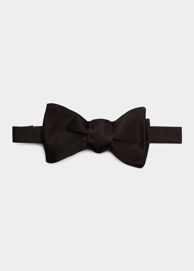 Giorgio Armani Men's Papillon Silk Bow Tie In Solid Black