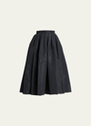 Alexander Mcqueen Pleated Polyfaille Circle Midi Skirt In Mnite Bw
