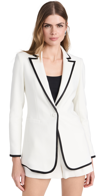 ALICE AND OLIVIA BREANN FITTED BLAZER OFF WHITE/BLACK