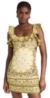 Zimmermann Matchmaker Cutout Ruffled Printed Linen Mini Dress In Yellow Bandana
