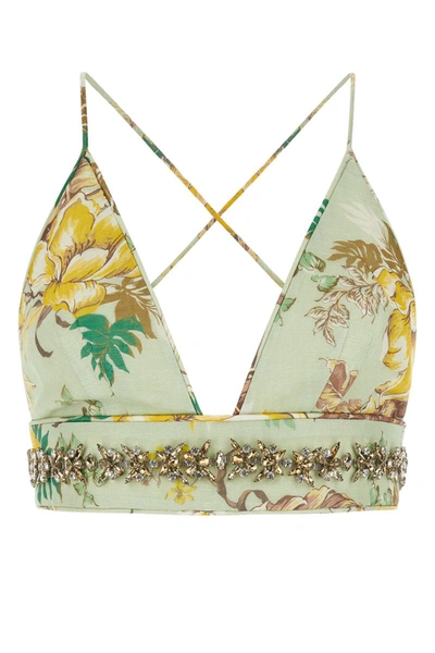 Zimmermann Matchmaker Cropped Top In Minttropicalfloral