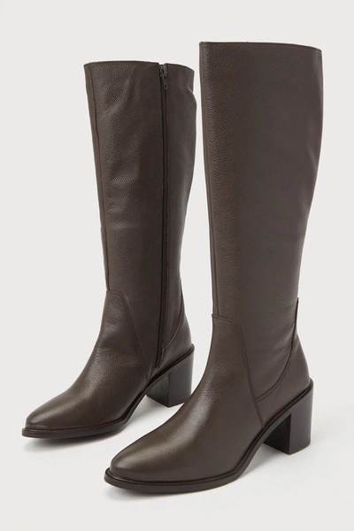 Seychelles Element Brown Leather Pointed-toe Knee-high High Heel Boots