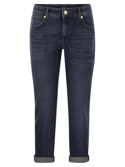Sportmax Logo Patch Cropped Jeans In Blue