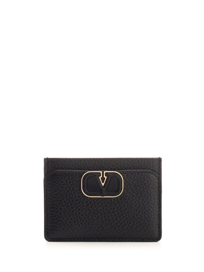 Valentino Garavani Valentino Vlogo Plaque Card Case In Black