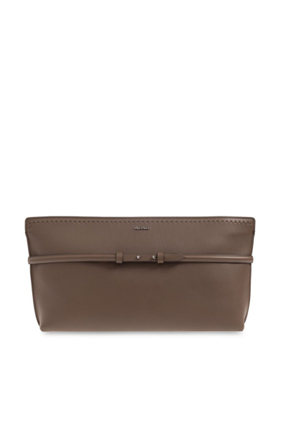 Max Mara Archetipo Belt Detailed Clutch Bag In Brown