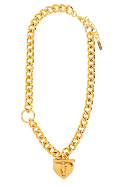 Moschino Heart Lock Collar Necklace In Gold