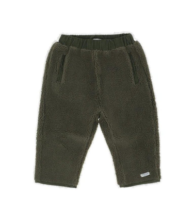 Donsje Babies' Logo-tag Fleece-texture Trousers In Green
