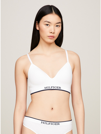 Tommy Hilfiger Monotype Logo Triangle Bralette In White