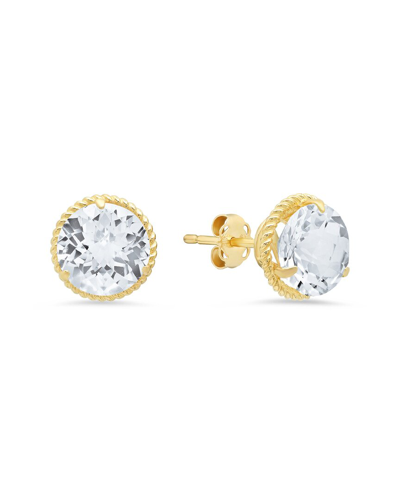 Max + Stone 14k 3.50 Ct. Tw. White Topaz Halo Studs In Gold